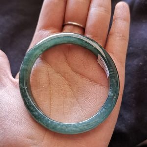 SOLD - Certified Jadeite bangle bracelet - lake blue (湖水蓝翡翠手镯 - 危料)